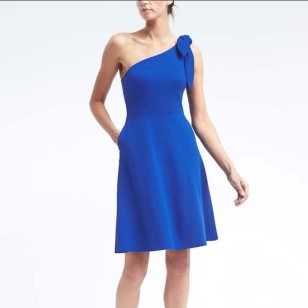 Banana Republic One Shoulder Ponte Fit Flare Dress